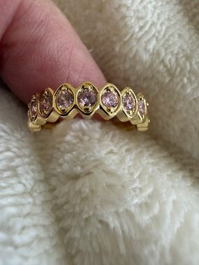 Pink Stone Eternity Band - Women's Fashion Ring